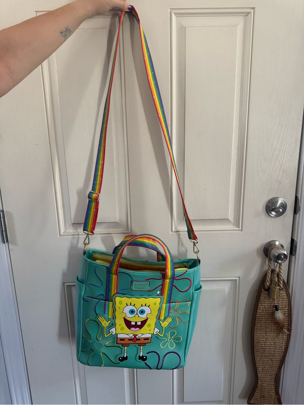 SpongeBob SquarePants Mint Tote Backpack by Loungefly - Picture 7 of 7